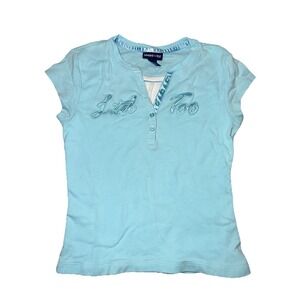 Y2K Limited Too Girls Size Small 10 Short Sleeve Logo Shirt Blue